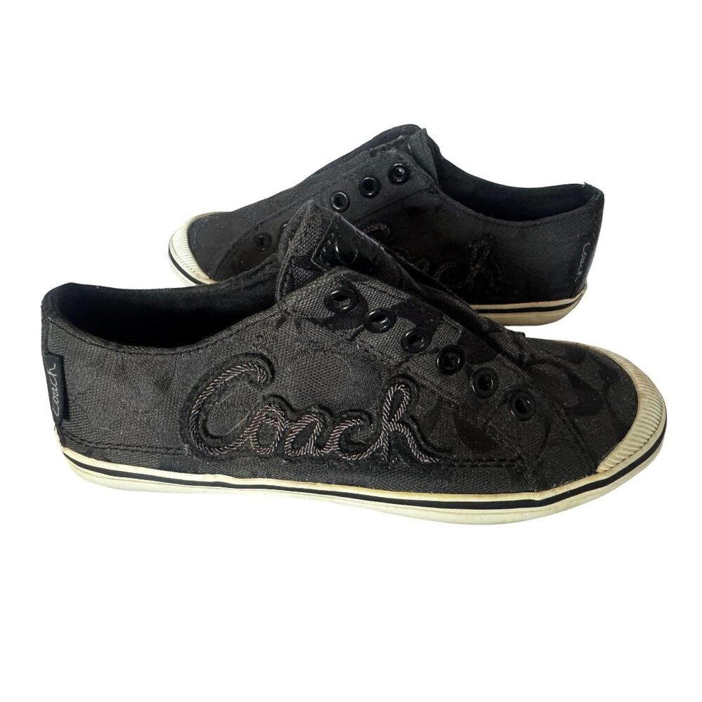 Coach Keeley Signature C Slip-On Sneakers Black Size 5 Casual Shoes W/Logo Print